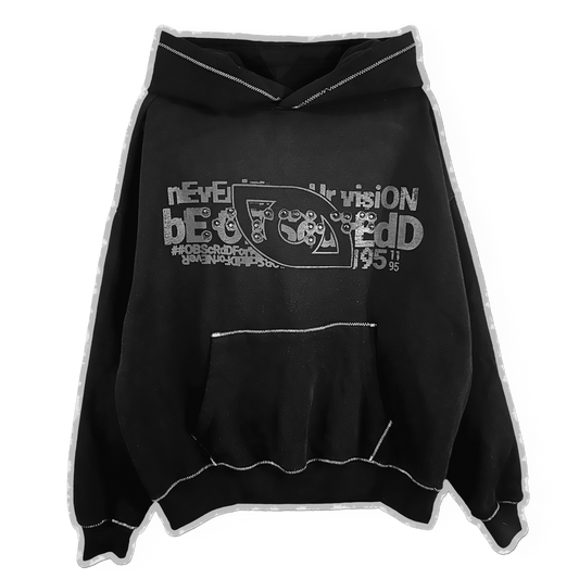 Rivet Braille Contrast Hoodie // Anthracite