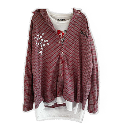 [BB] 𝘓 - 𝘟𝘓 // Crimson Tartan // T-Shirt/Flannel Hybrid