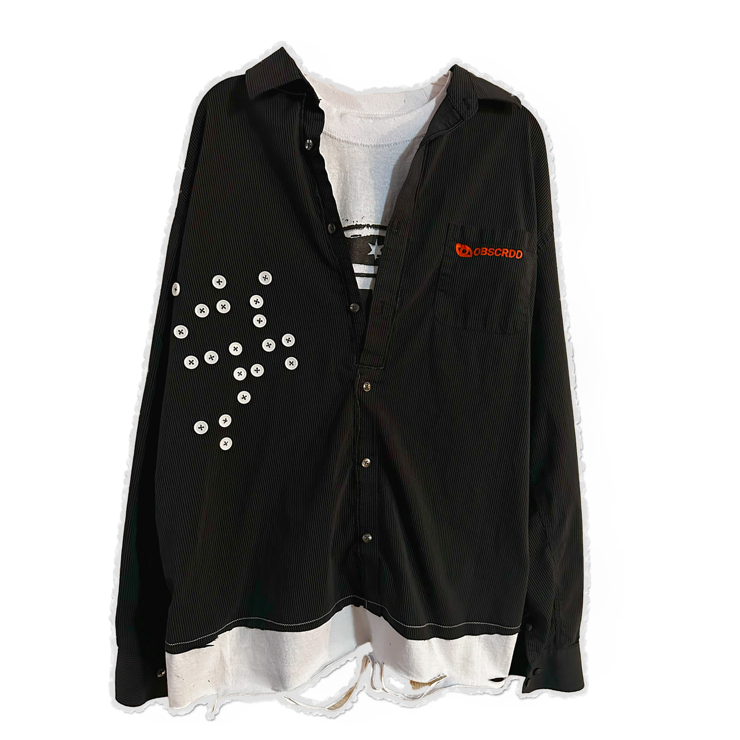 [BB] 𝘓 // Black Pinstripe // T-Shirt/Flannel Hybrid