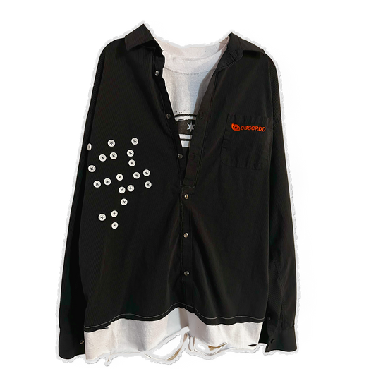 [BB] 𝘓 // Black Pinstripe // T-Shirt/Flannel Hybrid