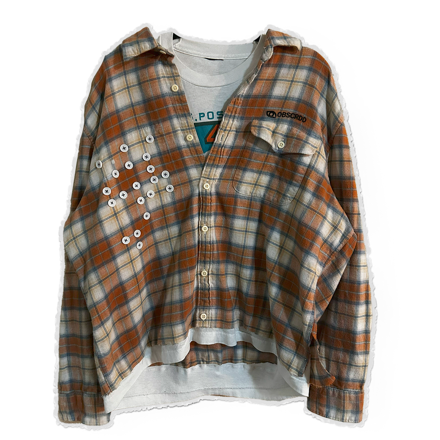 [BB] 𝘔-𝘓 // Orange Postal Tartan // T-Shirt/Flannel Hybrid