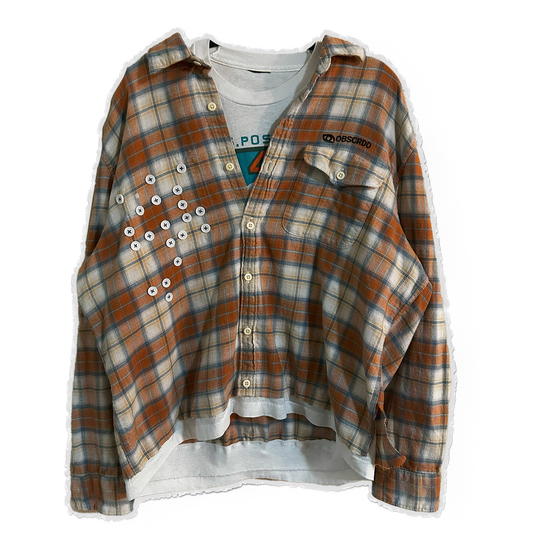 [BB] 𝘔-𝘓 // Orange Postal Tartan // T-Shirt/Flannel Hybrid