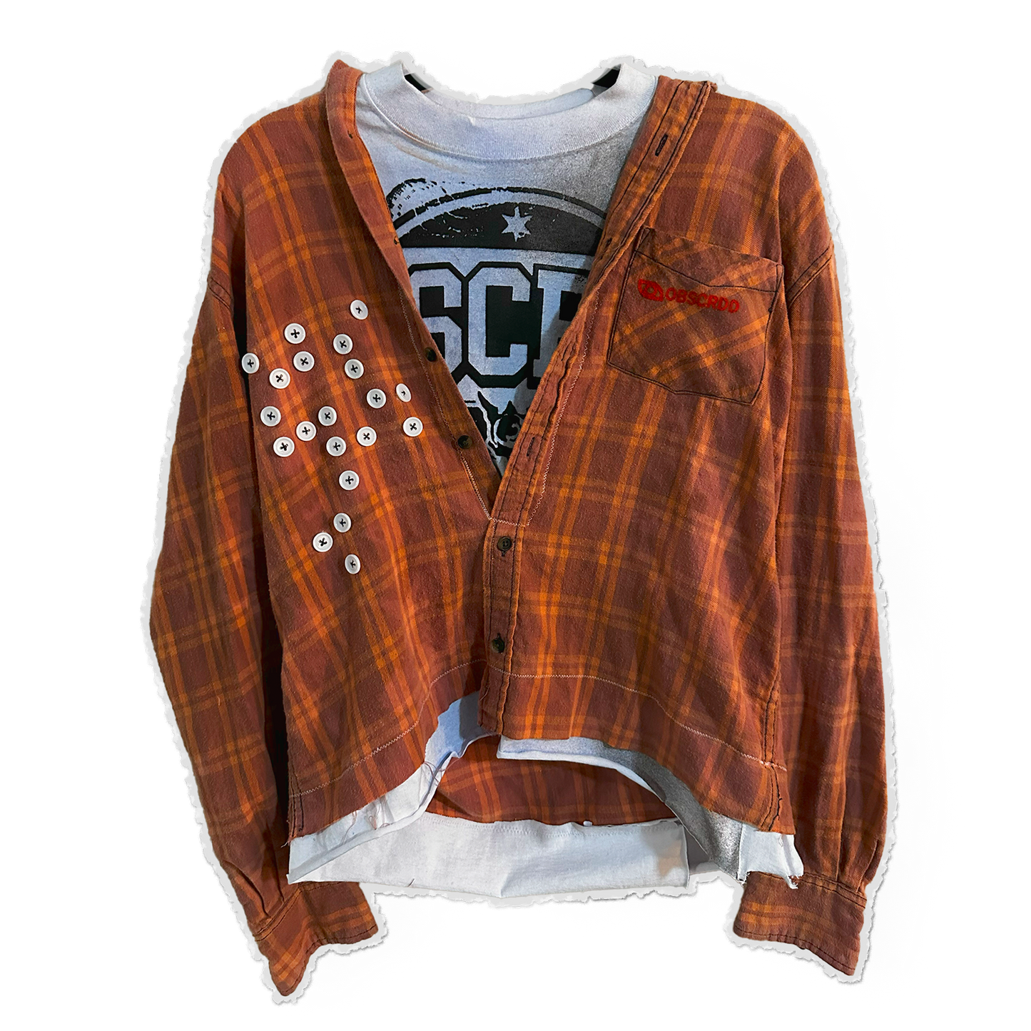 [BB] 𝘟𝘚// Russet Orange Tartan // T-Shirt/Flannel Hybrid