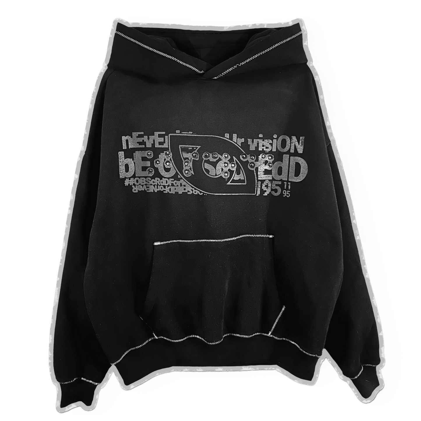 Rivet Braille Contrast Hoodie // Anthracite